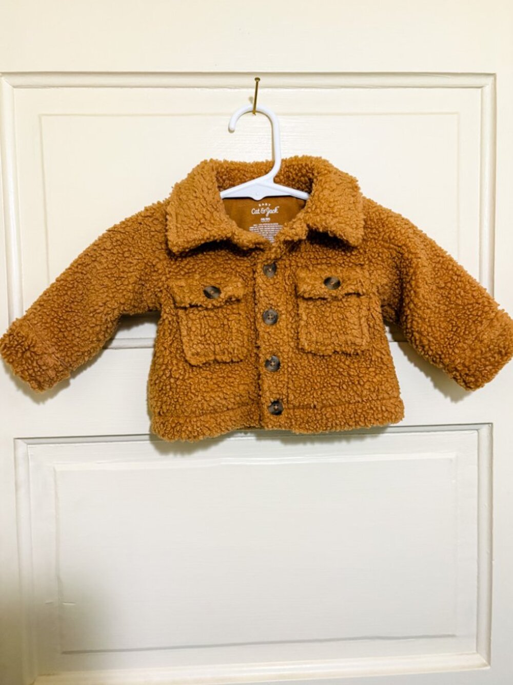 Faux Shearling Button Front Jacket (Newborn)